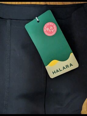 HALARA Black High-Waist Leggings With Black Buttons On Legs NWT